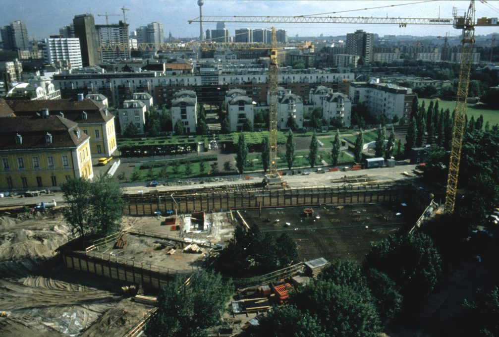 View of the Jewish Museum site prior to its construction, with Alexanderplatz and the TV Tower in the background.&nbsp;(Photo courtesy Studio Libeskind)