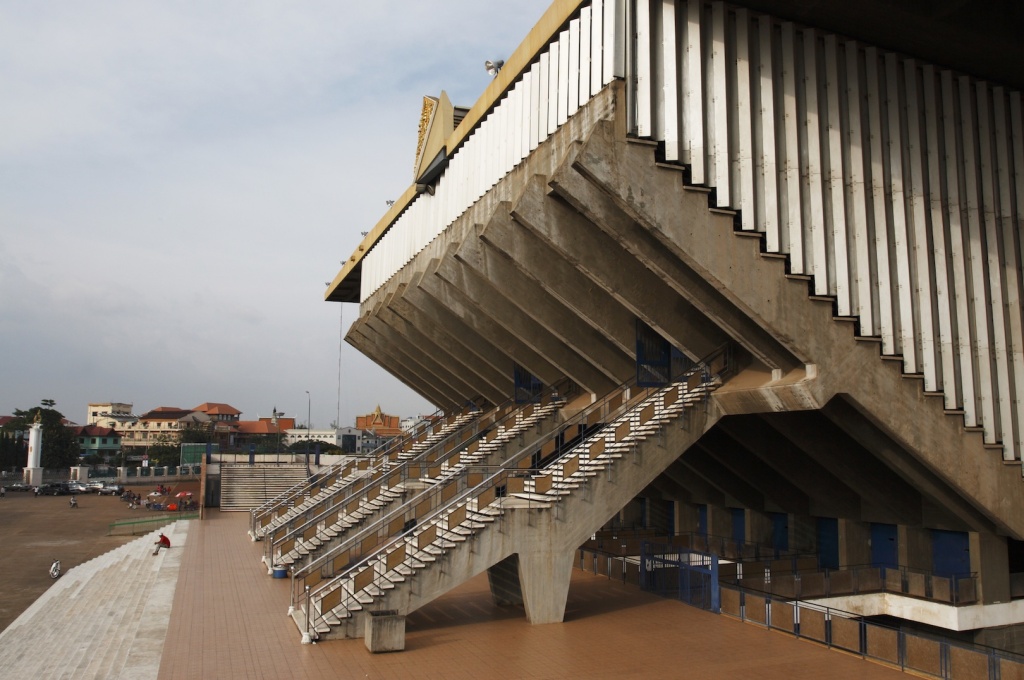 Completed in 1964, Phnom Penh&rsquo;s National Stadium is Vann Molyvann&rsquo;s masterpiece. (Photo: Luke Duggleby)