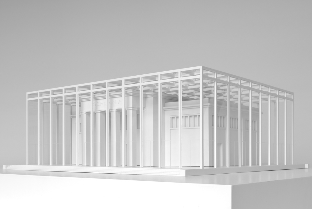 ...while Max Dudler puts the pavilion in a cage of columns. (Photo: Andrew Alberts)