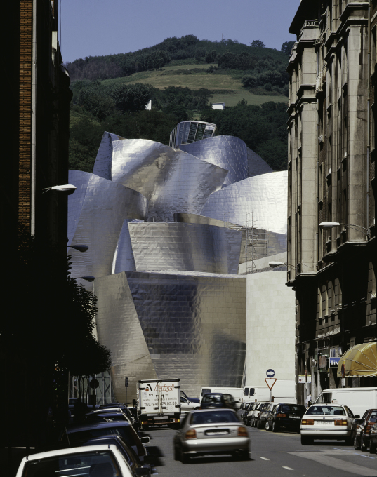 Culture:City - Guggenheim Museum, Bilbao (1993-97) by&nbsp;Frank Gehry. Bling architecture at its best? How real and long-lasting has been its so-called &lsquo;effect&rsquo;? (Photo: David Heald, &copy; The Solomon R. Guggenheim Foundation, New York)&a