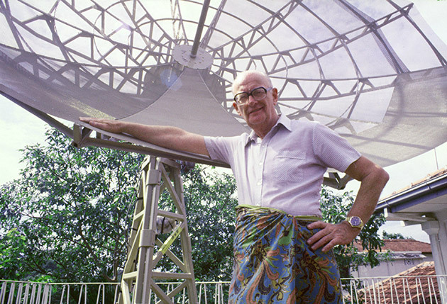 Arthur C. Clarke was the prolific sci-fi writer who wrote the screnplay for &ldquo;2001: A Space Odyssey&rdquo; with Stanley Kubrick. He also invented the idea of using geostationary satellites as telecommunication relays. (Photo: Jeff Greenwald)