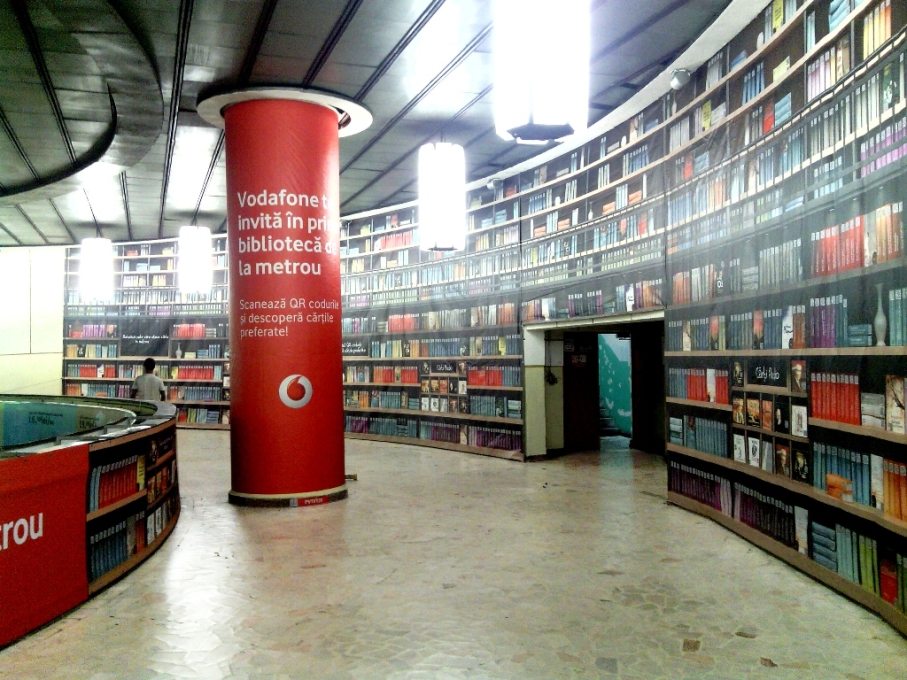 This library in Bucharest is actually a train station, outfitted by a publisher and mobile phone company.