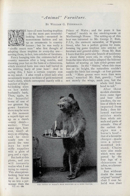 For a trip down memory lane, we present the article &ldquo;Animal Furniture&rdquo; by William G. Fitzgerald in its entirety for your reading pleasure and/or horror. (All reproductions courtesy University of Sheffield Library)