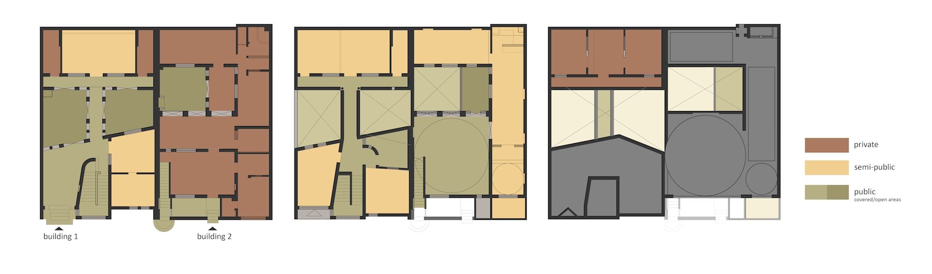 Plans of the existing buildings. (Image: Lotus Design)