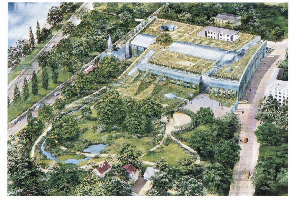 Axometric view demonstrating the seamless intergration between the building and its gardens.&nbsp;(Drawing courtesy Partnerzy Marek Budzy?ski)