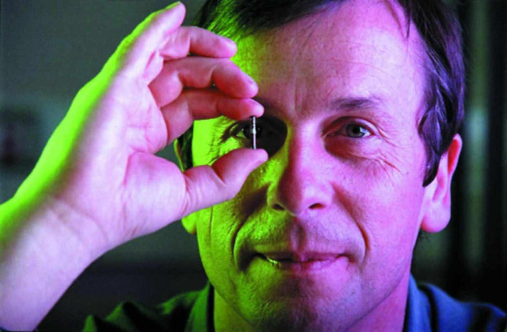 The British scientist Kevin Warwick successfully linked his nervous system to the internet through the surgical implantation of an array of electrodes. (Photo&nbsp;courtesy University of Reading)