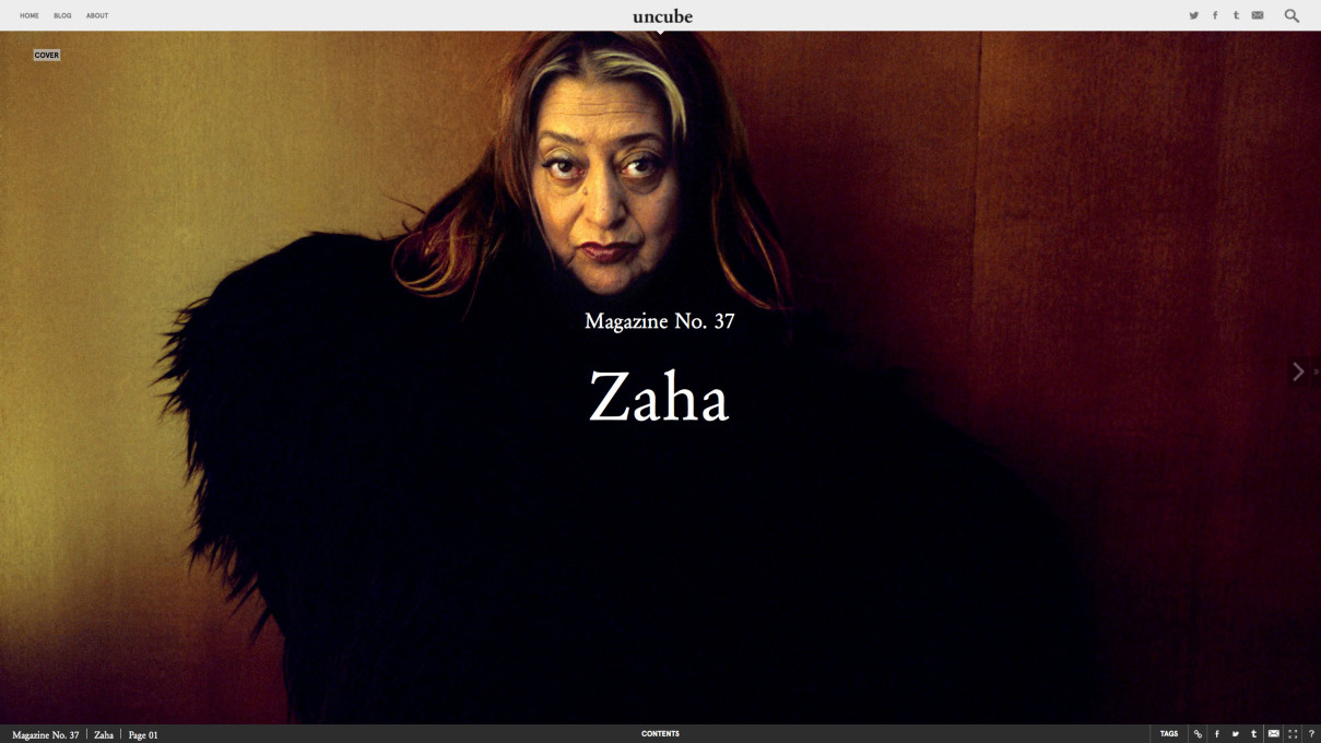 uncube issue no. 37, published in October 2015, on the occasion of Dame Zaha Hadid&rsquo;s 65th birthday:&nbsp;uncu.be/zMrYq3
