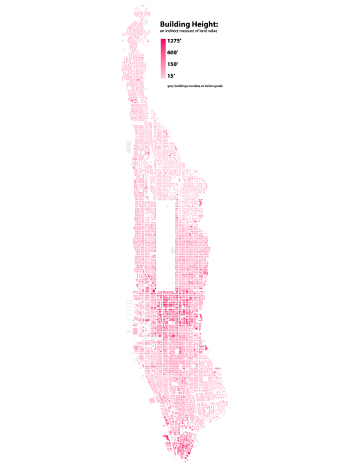 An overview of the heigh of buildings in Manhattan...&nbsp;(Map: Bill Rankin)