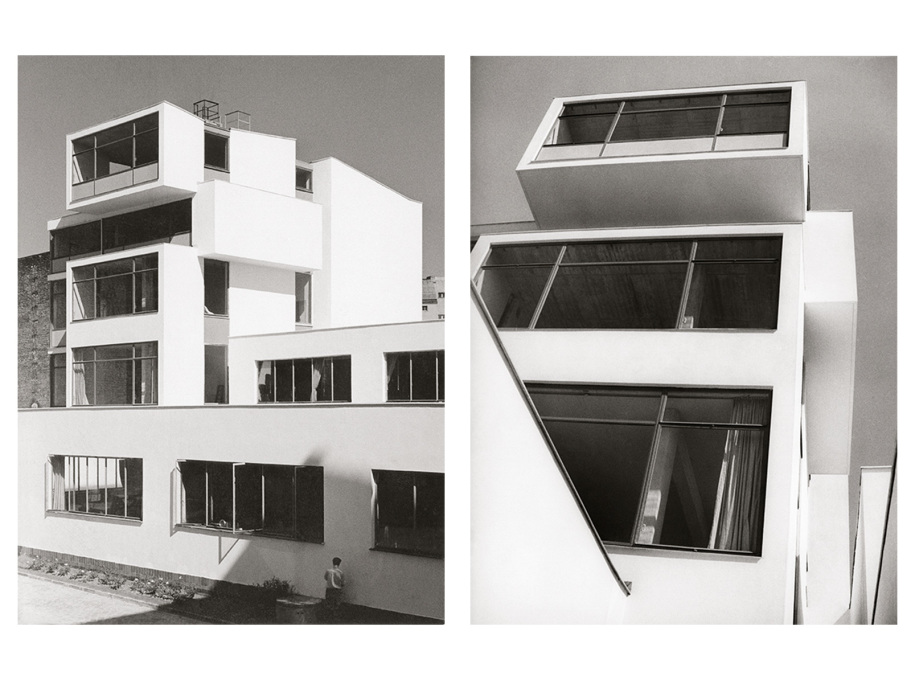 The white, cubic tower at rear of the complex once housed carpentry&nbsp;and building workshops; these are now rentable studio and office spaces...&nbsp;(Photos: &copy; Klaus Kirsten &amp; Heinz Nather, 1959)