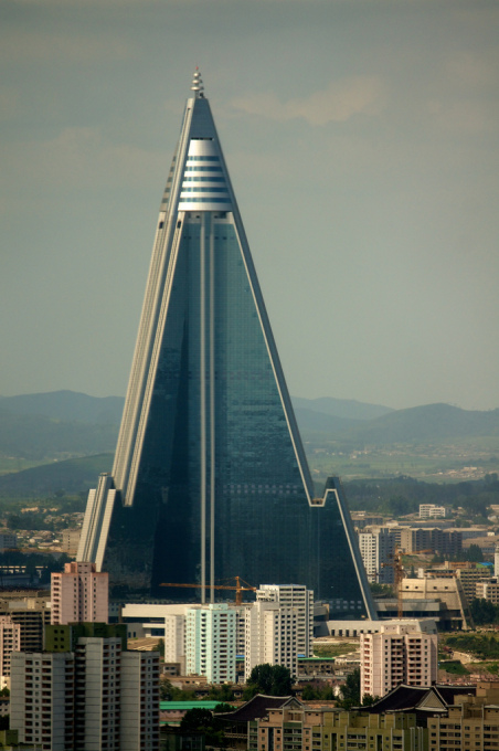 This hotel is bigger than your hotel. The Ryugyong Hotel will open by summer in Pyongyang North Korea. It will be the tallest hotel in the world. (Photo: Joseph A Ferris III)