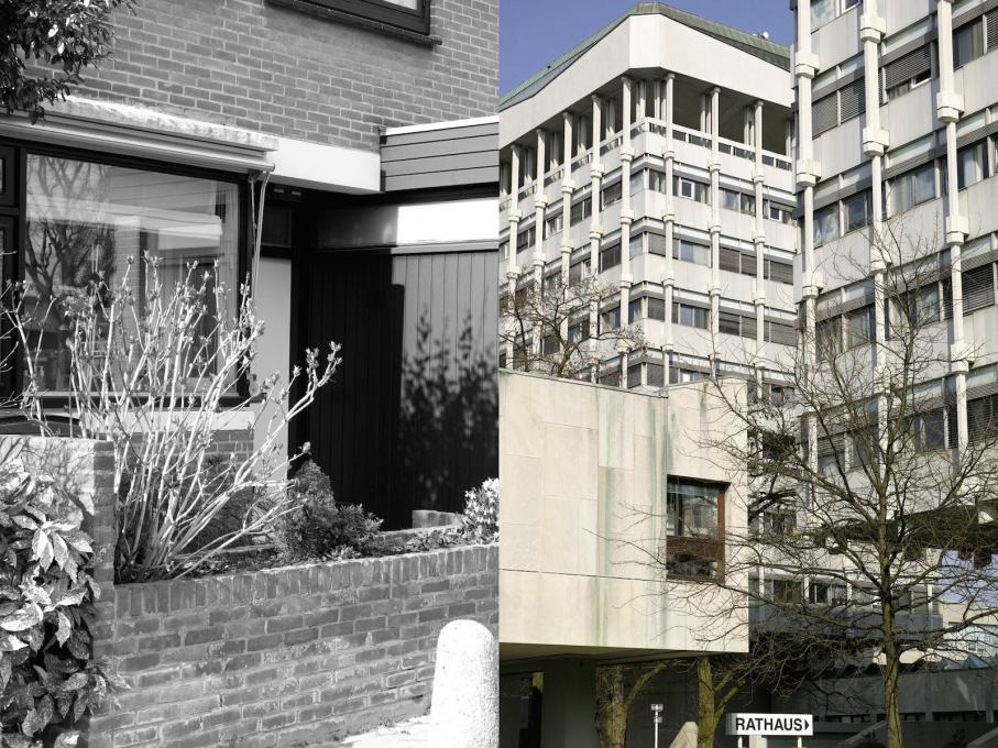 A selection of recent photographs by Johannes Schwartz record the condition of several of Bakema&rsquo;s projects today: &rsquo;t Hool housing district, Eindhoven; town hall, Marl. (Photos: Johannes Schwartz)