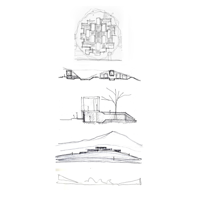 The design sketches demonstrating this idea of a walled city. (Drawing: &copy; Mauricio Rocha)