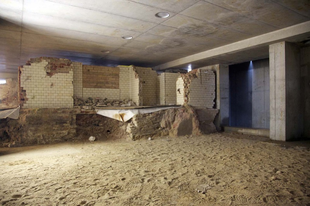 The remains of the kitchen of the original Schloss&nbsp;below the new construction, 2013.
