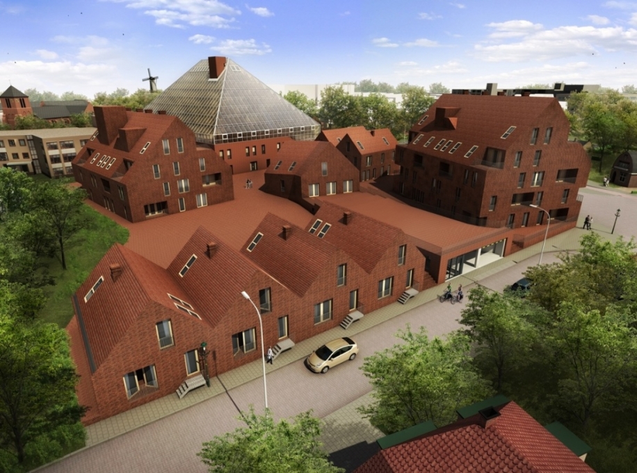Rendering of the whole new development of library and housing. (Image: www.mooiwonenspijkenisse.nl)