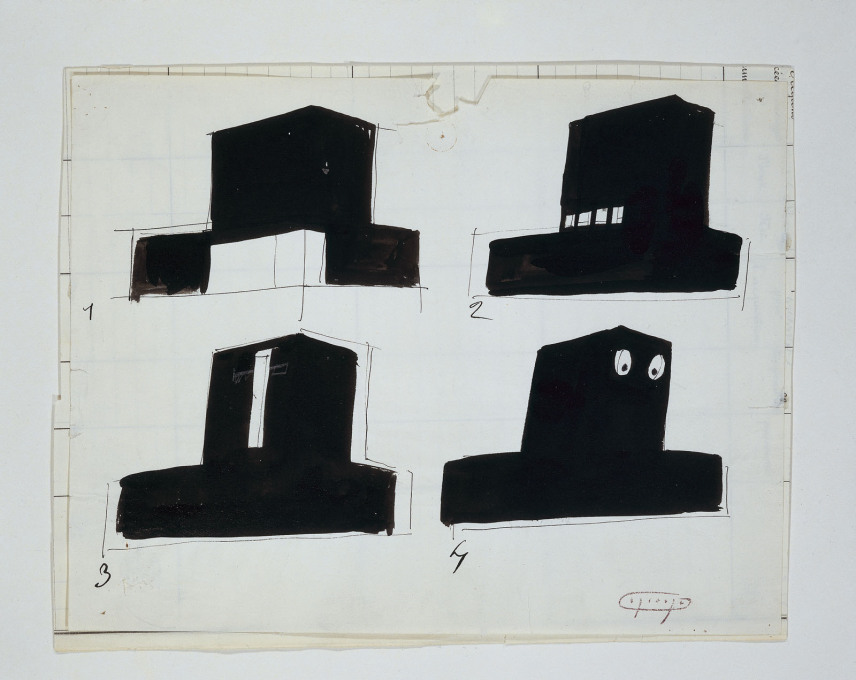 Jacques Lagrange, drawing of Villa Arpel, 1958, ink on paper. (Photo courtesy Hyacinthe Moreau Lalande)