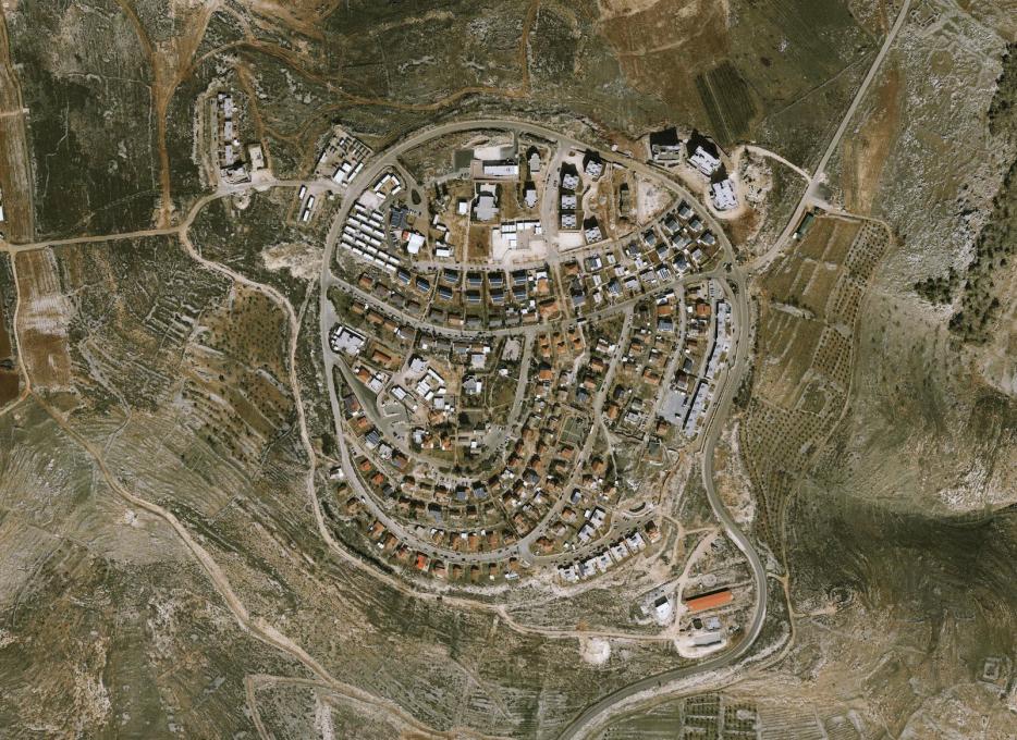 Israeli settlement of Bracha (Nablus Governorate): 1,691 inhabitants, established in 1983, 150 acres.