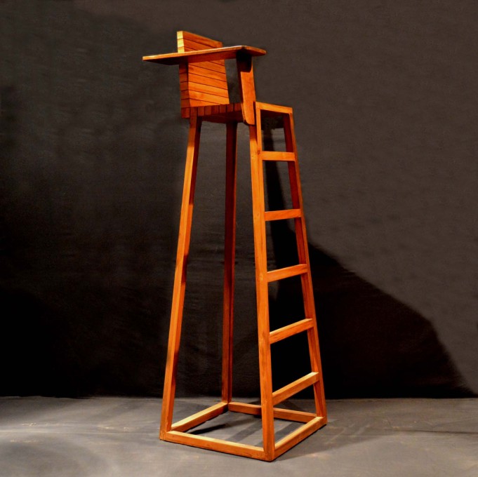 Transactional Objects, Object 6: Astrologer&rsquo;s Chair, Rupali Gupte and Prasad Shetty, 2015, Wood, Plywood, 210x45x45cm.