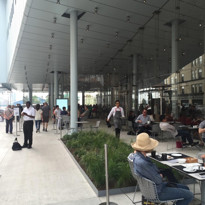 Ground floor restaurant. This floor, compressed towards the highway, opens out towards the High Line, protecting itself from traffic, while inviting the city inside: similar to that at Diller Scofidio + Renfro&rsquo;s Lincoln Center renovation uptown.&