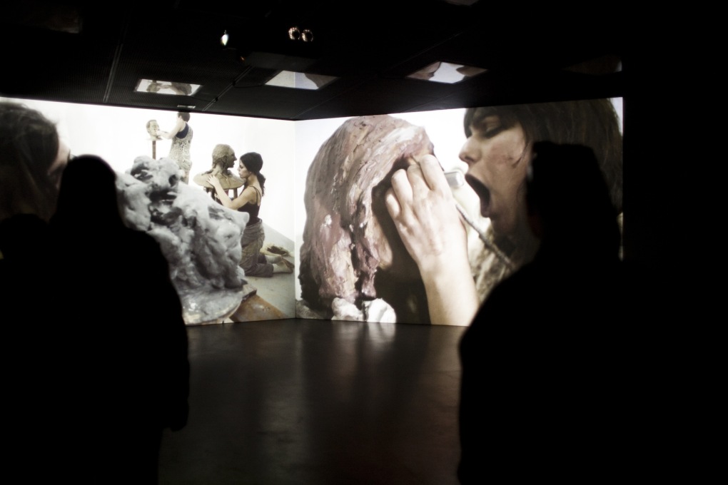 One of Gilad Ratman's videos in the Israel Pavilion. (Photo: Francesco Galli, Courtesy la Biennale di Venezia)