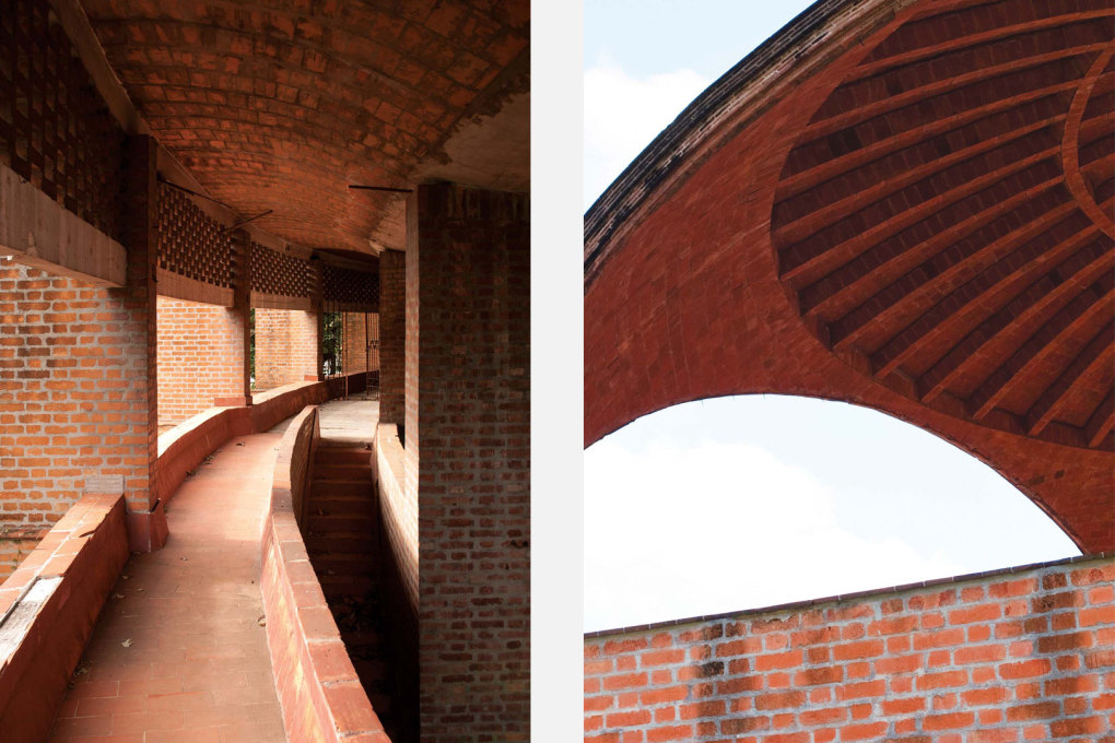 Left: A corridor, right: vault support&nbsp;in the School of Music by Vittorio Garatti. (Photos: Dieter Janssen)