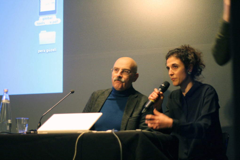 Philosopher and sociologist Maurizio Lazzarato with Global Tools curator Silvia Franceschini.&nbsp;(Photo: Vladislav Shapovalov)
