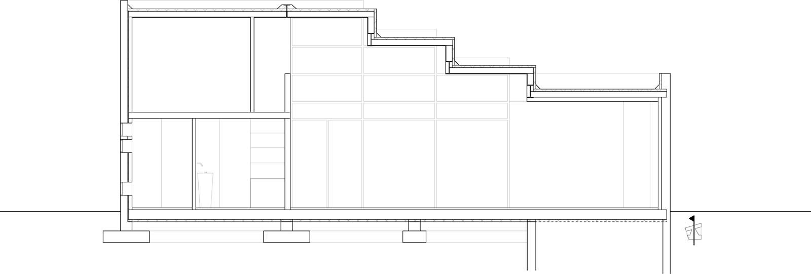 Section through central living space. (Drawing: Richard Gouverneur, Hans van Heeswijk Architects)