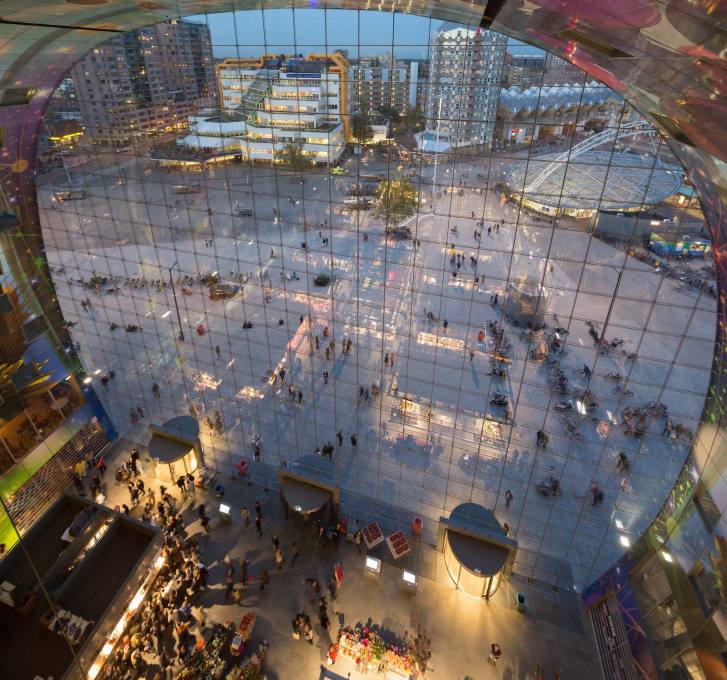 The interior is visually open to the city beyond yet protected from the elements. (Photo: Ossip van Duivenbode, courtesy of MVRDV)