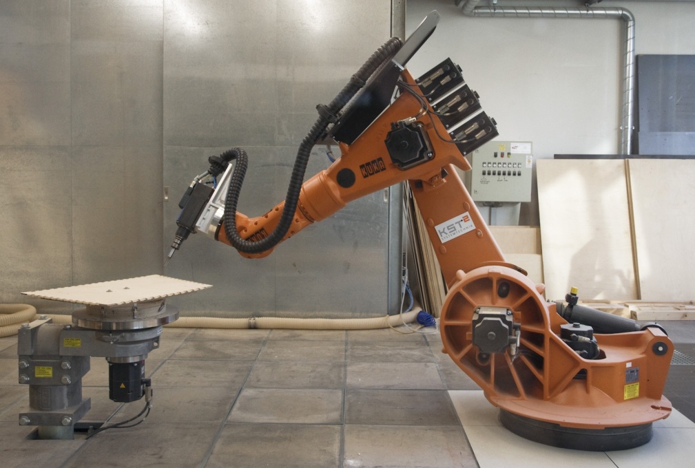 Robotic fabrication, ICD/ITKE Research Pavilion, 2011, at the University of Stuttgart.