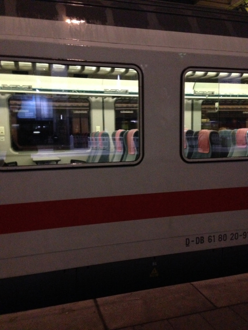 Sunday. November. Before dawn. The train for Switzerland awaits in Munich.