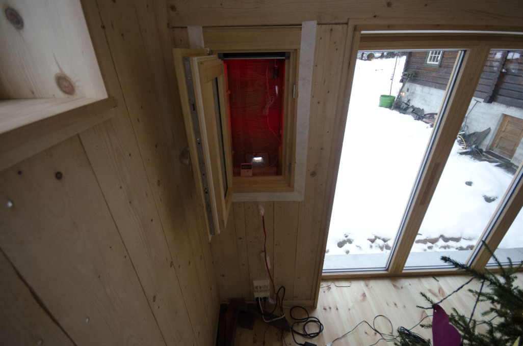 Interior door/window to one of the &ldquo;bat-houses&rdquo;. (Photo: Jeroen van der Kooij)