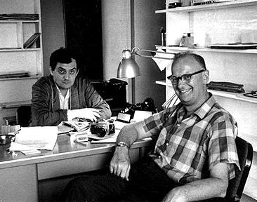 Giants of predictive fiction Clarke and Kubrick casually discussing the future of the universe.&nbsp;(Photo: Wikipedia)
