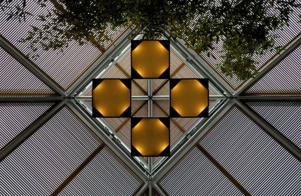 &ldquo;...and in light fixtures, establishing a tacit geometrical play within the larger themes.&rdquo;