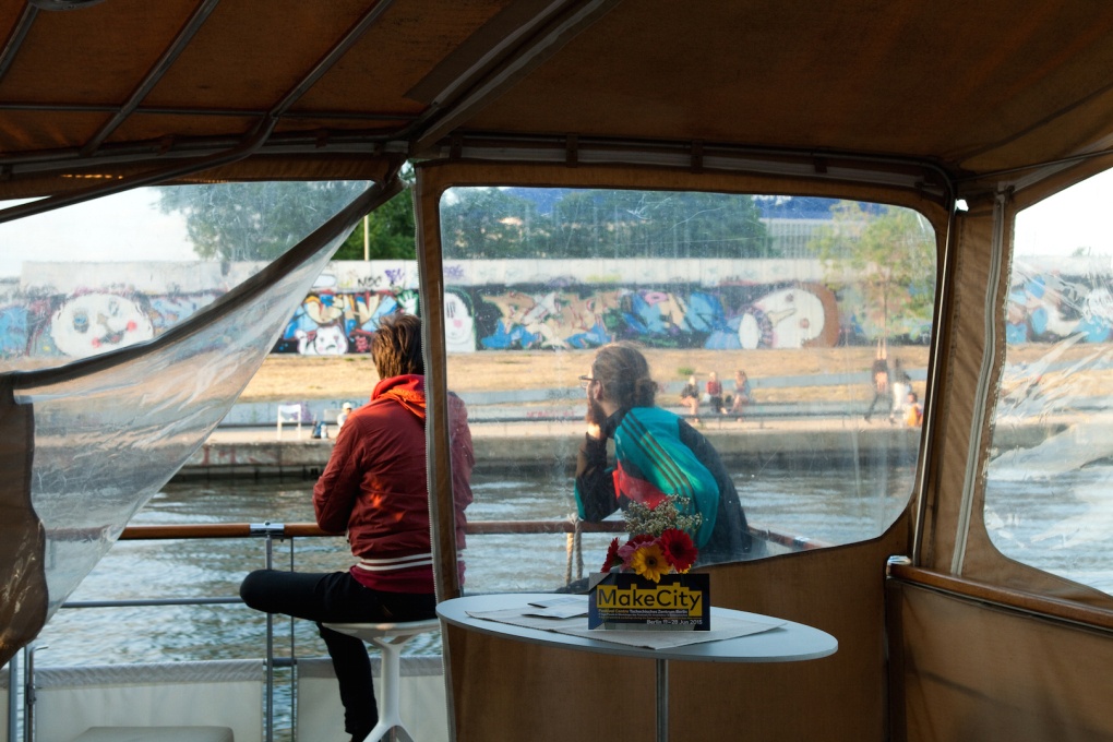 A boat-tour considered the signifiance of Berlin's waterside commons, during which a discussion ensued on the intense speculation focused upon these sites in recent years.&nbsp;(Photo &copy;&nbsp;Viviana Abelson)