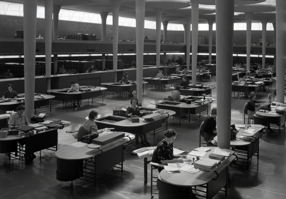 Clerks working in the Great Workroom, c. 1940s.