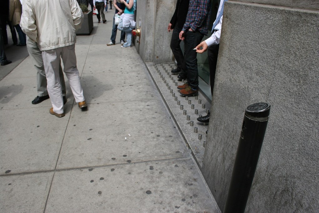 Bum-free studs, Wall Street, NYC. (Photo: Nils Norman, Instagram/&copy;dismalgarden)