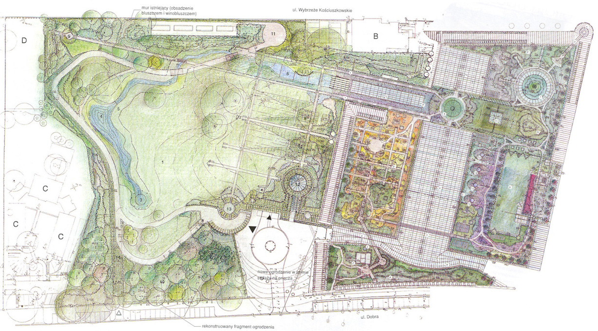 Plan showing the gardens which envelop the library complex.&nbsp;(Drawing courtesy Partnerzy Marek Budzy?ski)