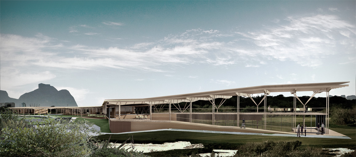 The youngest architect in the symposium is&nbsp;Eduardo Ferroni, whose firm H+F will build the Golf Headquarters for the upcoming Olympics, shown here in a rendering.&nbsp;