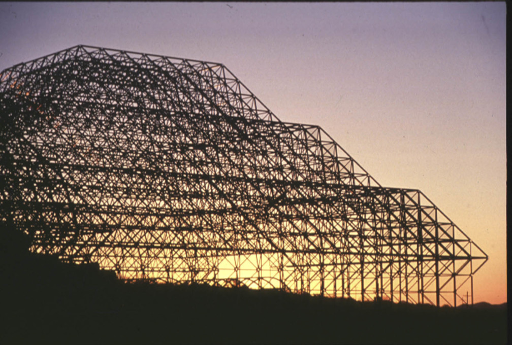 The Biosphere under construction: with seven million cubic feet of airtight space, this is the largest closed ecological system ever created. (Courtesy CDO Venture LLP/University of Arizona Biosphere 2)