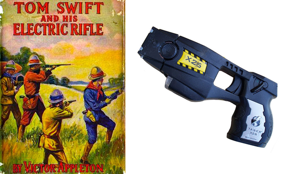 TASER is an acronym loosely based on the title from the 1911 young-adult book&nbsp;&ldquo;Tom Swift and his Electric Rifle&rdquo;, which described futuristic weapons.