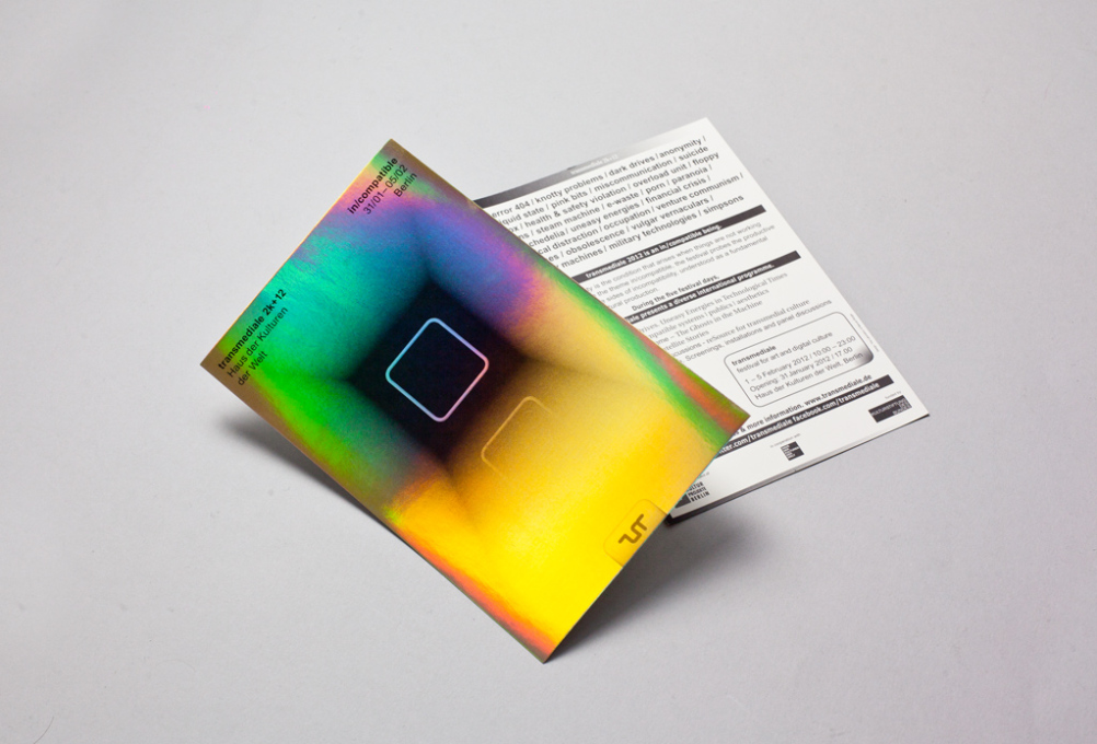 The studio also designed the identity for Transmediale 2012: in/compatible&nbsp;&mdash; a&nbsp;&ldquo;trashier&rdquo;, less corporate feel.